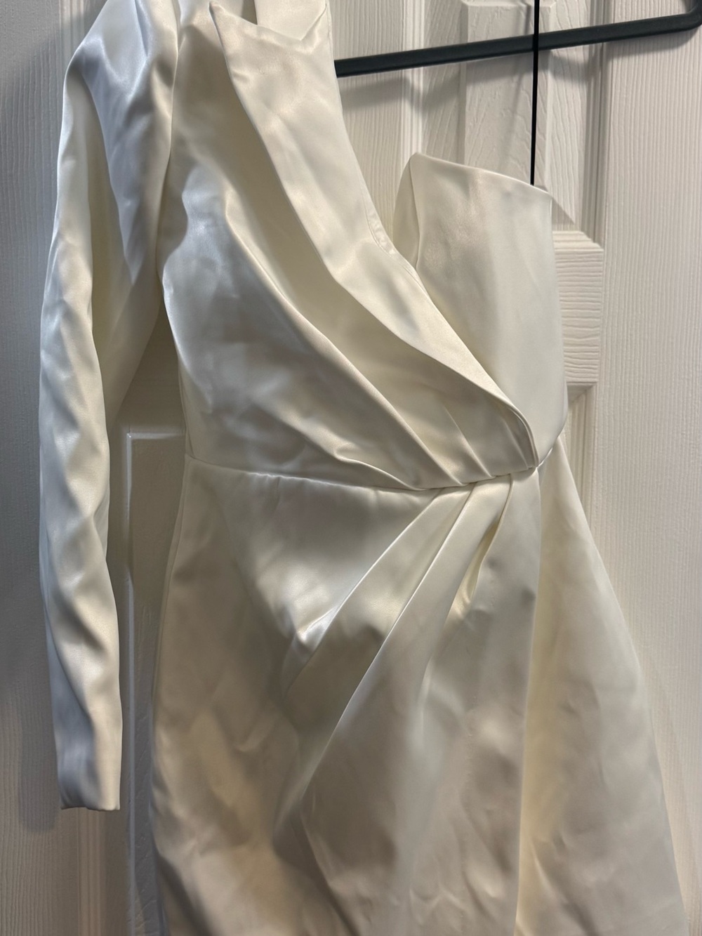 NBD Ivory One-Shoulder Satin Dress